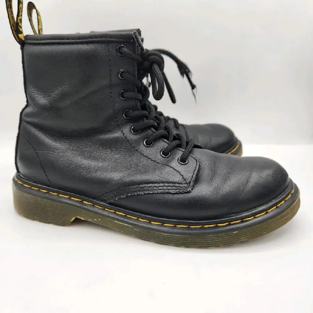 Dr. Martens Junior 1460 Softy T Leather Lace Up Boots Kids Size 3‎ Black